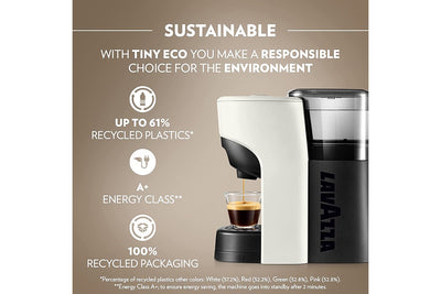 Lavazza A Modo Mio Tiny Eco Coffee Machine White - Compact, One-Button, Eco-Friendly