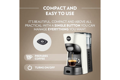 Lavazza A Modo Mio Tiny Eco Coffee Machine White - Compact, One-Button, Eco-Friendly
