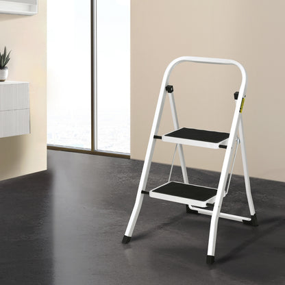 Giantz 2 Step Ladder, Folding Steel, 150kg Capacity, Non-Slip, Lightweight, Indoor/Outdoor