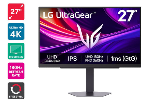 LG 27" UltraGear 4K UHD 180Hz Dual Mode 1ms G-Sync Gaming Monitor (27G810A-B)