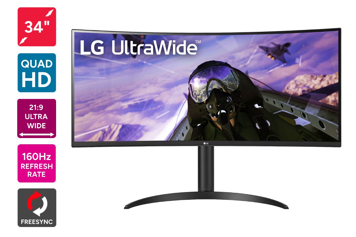 LG 34" Curved UltraWide QHD 160Hz Monitor (34BP65C-B)