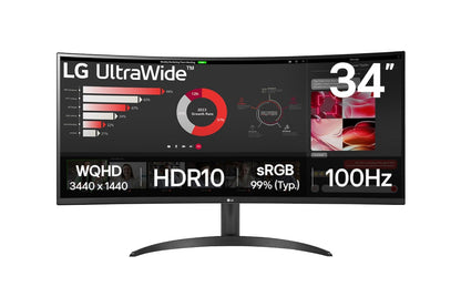 LG 34" Curved UltraWide WQHD 100Hz Monitor (34WR50QK)