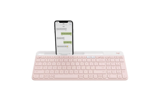 Logitech K580 Slim Multi-Device Wireless Keyboard (Rose) - Auzzistore