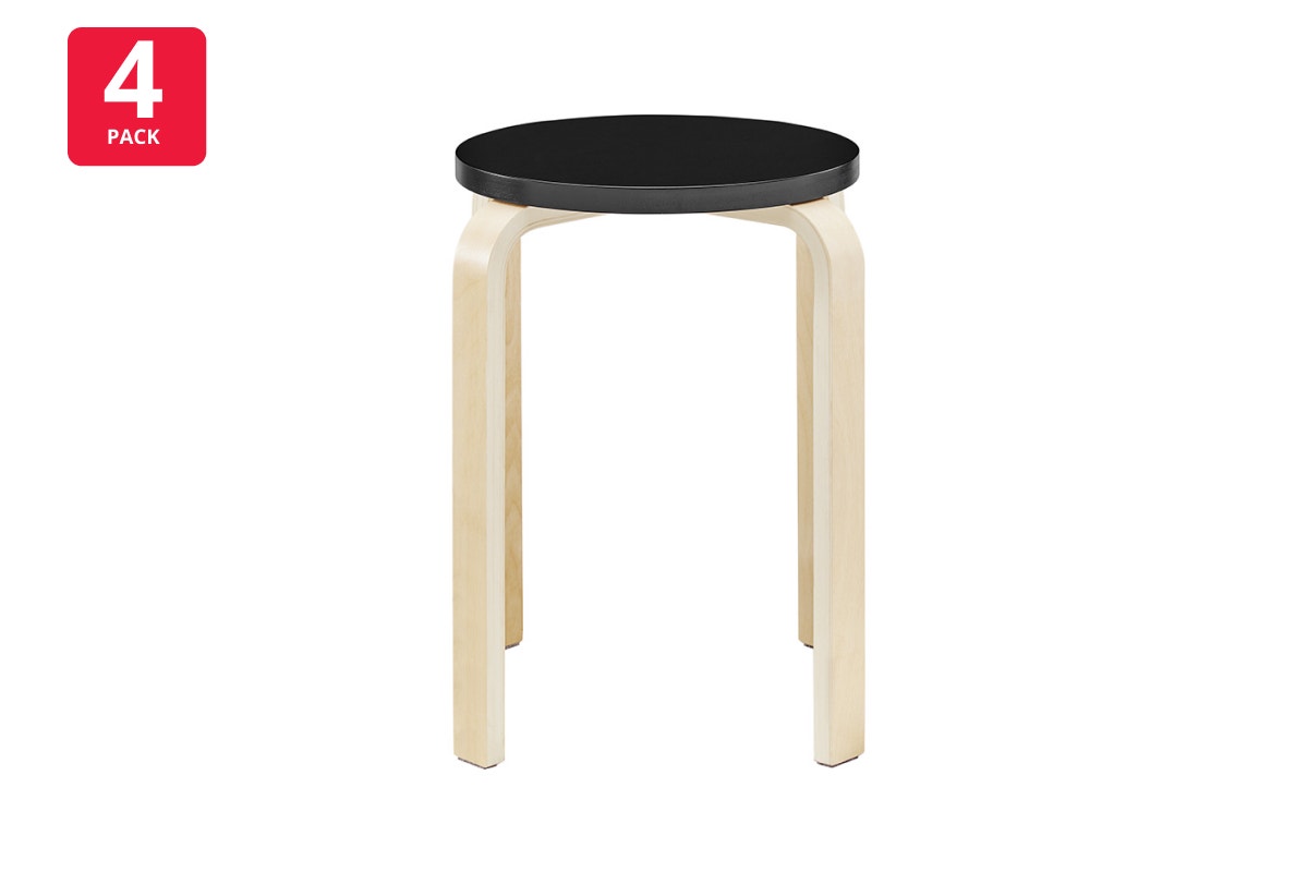 Matt Blatt Set of 4 Aalto Low Stool Replica (Black)