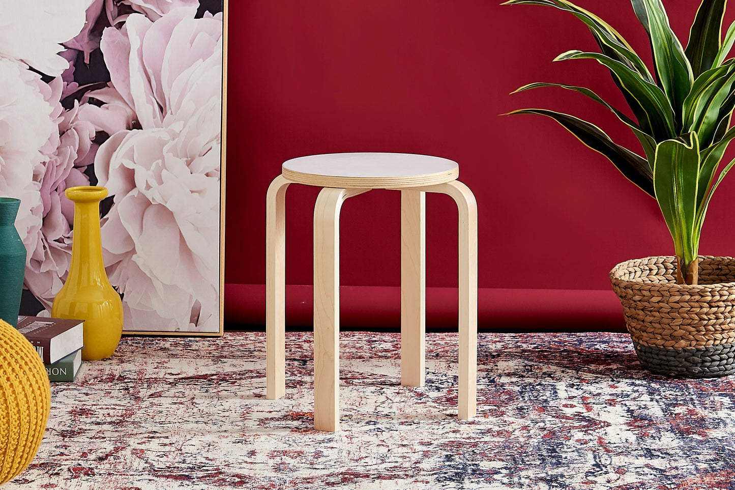 Matt Blatt Set of 4 Aalto Low Stool Replica (White)