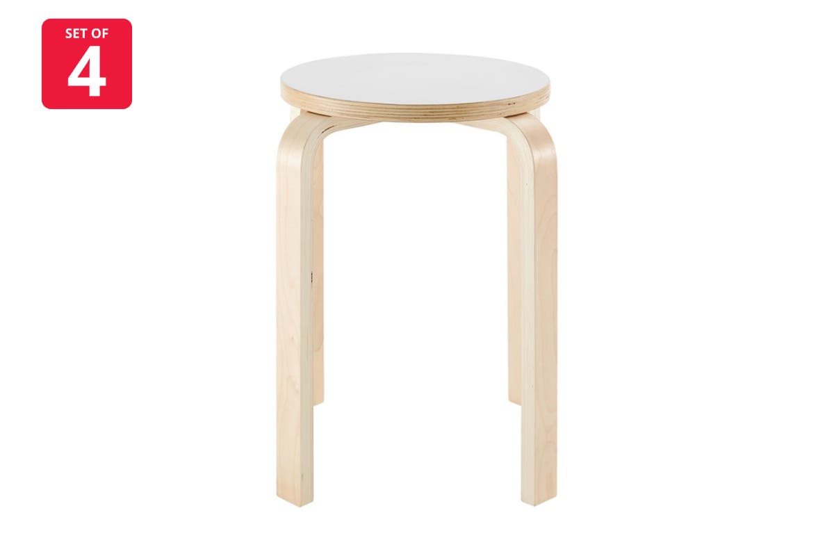 Matt Blatt Set of 4 Aalto Low Stool Replica (White)