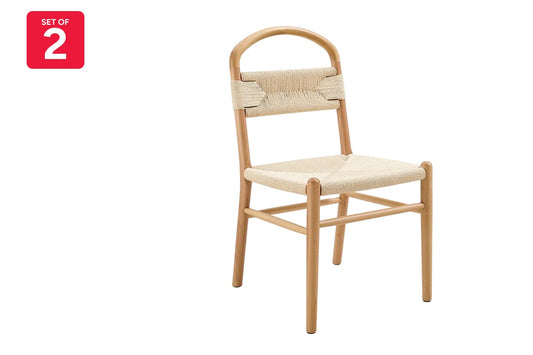 Matt Blatt Set of 2 Marcus Beech Wood Dining Chairs (White/Natural)