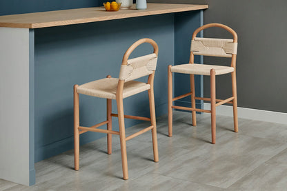 Matt Blatt Marcus Beech Wood Bar Stool (White/Natural)