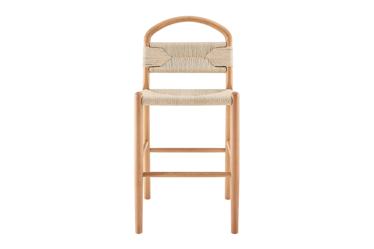 Matt Blatt Marcus Beech Wood Bar Stool (White/Natural)