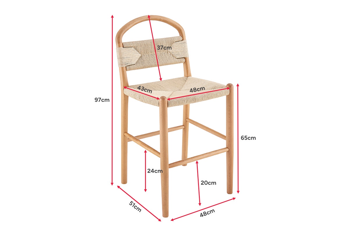 Matt Blatt Marcus Beech Wood Bar Stool (White/Natural)