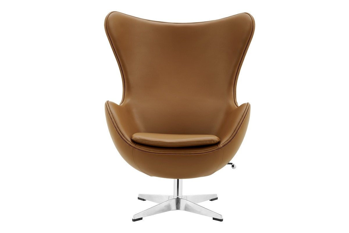 Matt Blatt Arne Jacobsen Egg Chair Replica (Brown Bonded Leather)