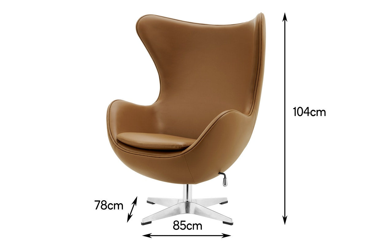 Matt Blatt Arne Jacobsen Egg Chair Replica (Brown Bonded Leather)