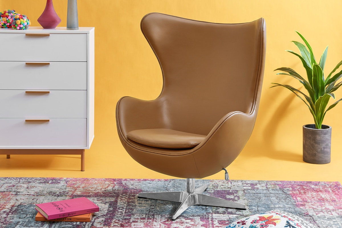 Matt Blatt Arne Jacobsen Egg Chair Replica (Brown Bonded Leather)