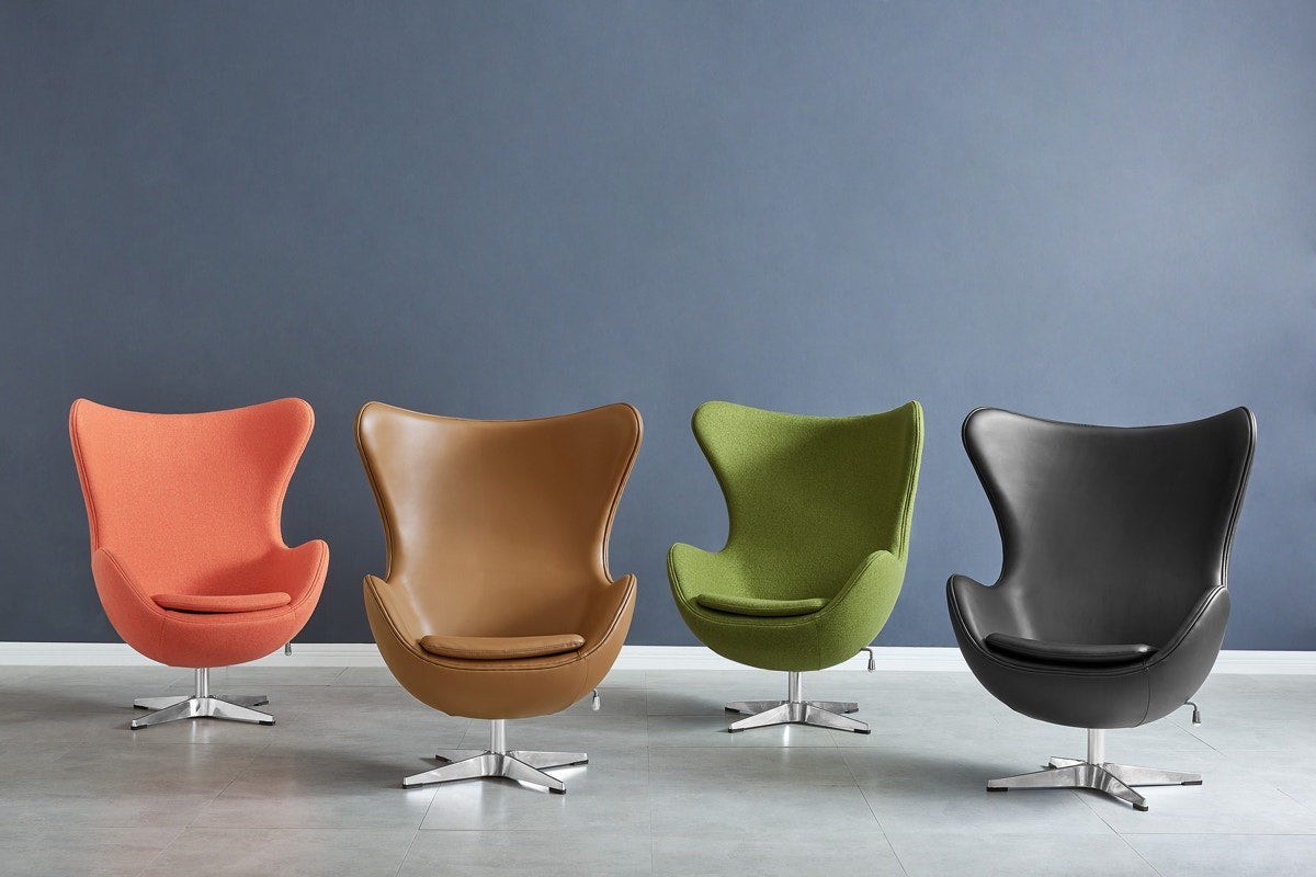 Matt Blatt Arne Jacobsen Egg Chair Premium Replica (Brown Bonded Leather)