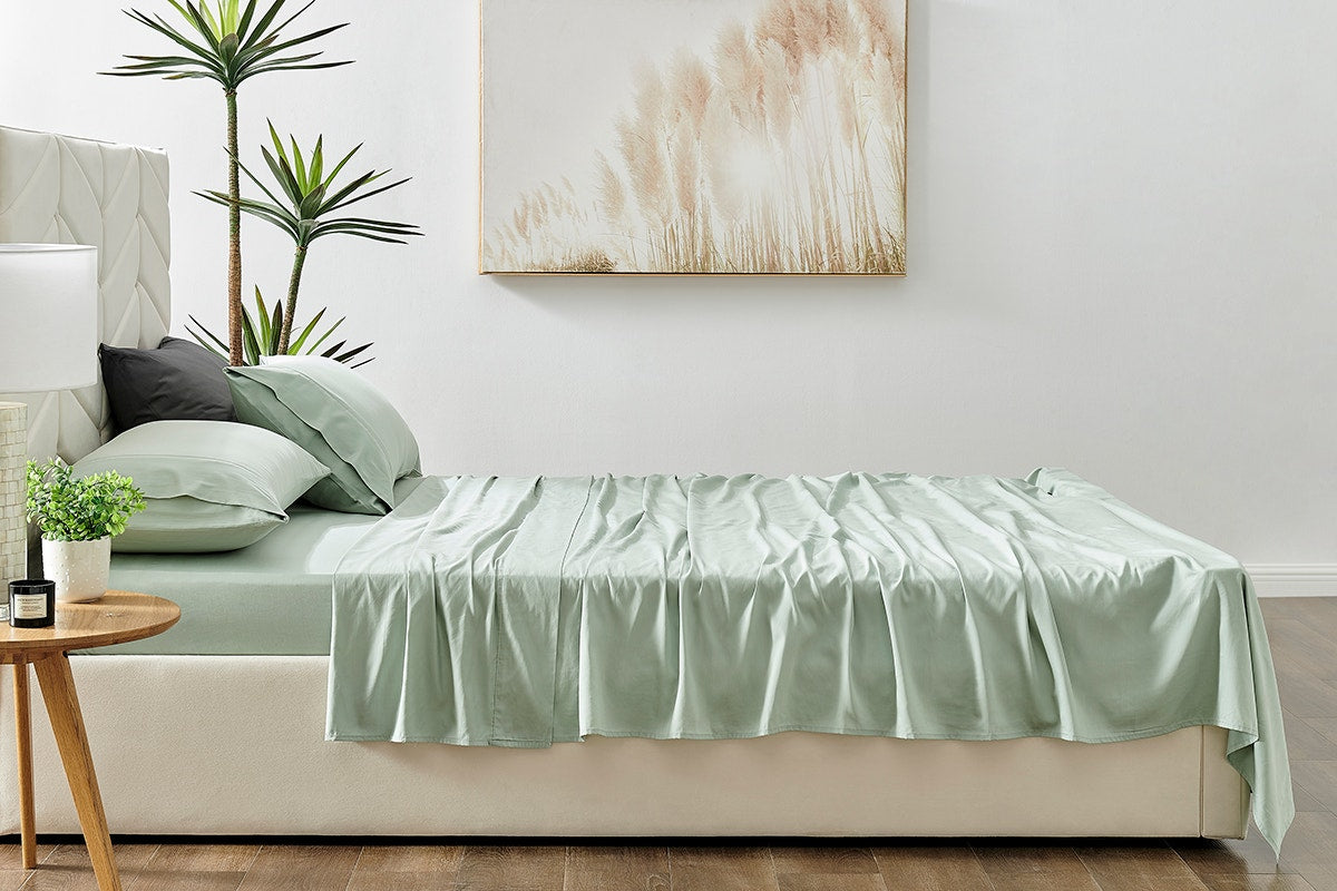 Matt Blatt Bamboo Cotton Bed Sheet Set (Green, King Single)