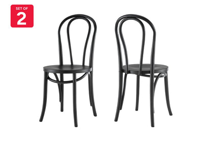 Matt Blatt Set of 2 Bentwood Chairs (Black Birch/Board Seat)