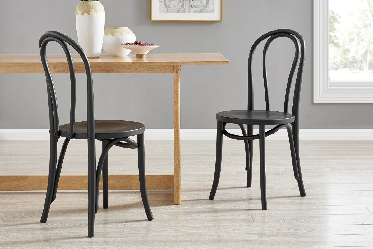 Matt Blatt Set of 2 Bentwood Chairs (Black Birch/Board Seat)