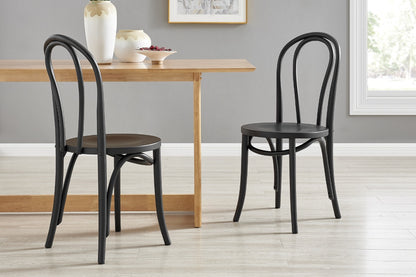 Matt Blatt Set of 2 Bentwood Chairs (Black Birch/Board Seat)