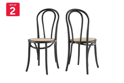 Matt Blatt Set of 2 Bentwood Chairs (Black Birch/Rattan Seat)