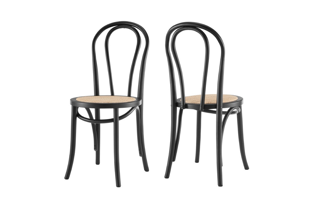 Matt Blatt Set of 2 Bentwood Chairs (Black Birch/Rattan Seat)