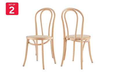 Matt Blatt Set of 2 Bentwood Chairs - Natural Beech/Rattan Seat