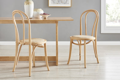 Matt Blatt Set of 2 Bentwood Chairs - Natural Beech/Rattan Seat
