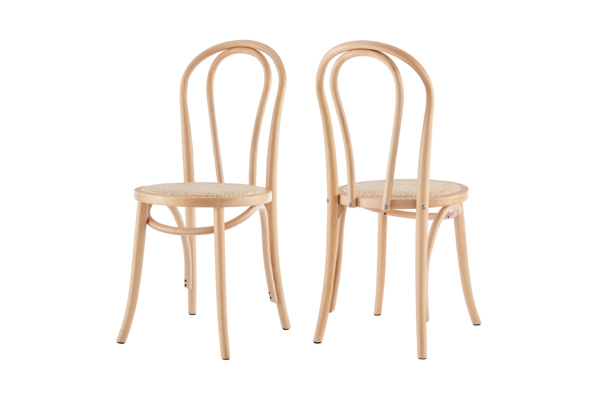 Matt Blatt Set of 2 Bentwood Chairs (Natural Beech/Rattan Seat)