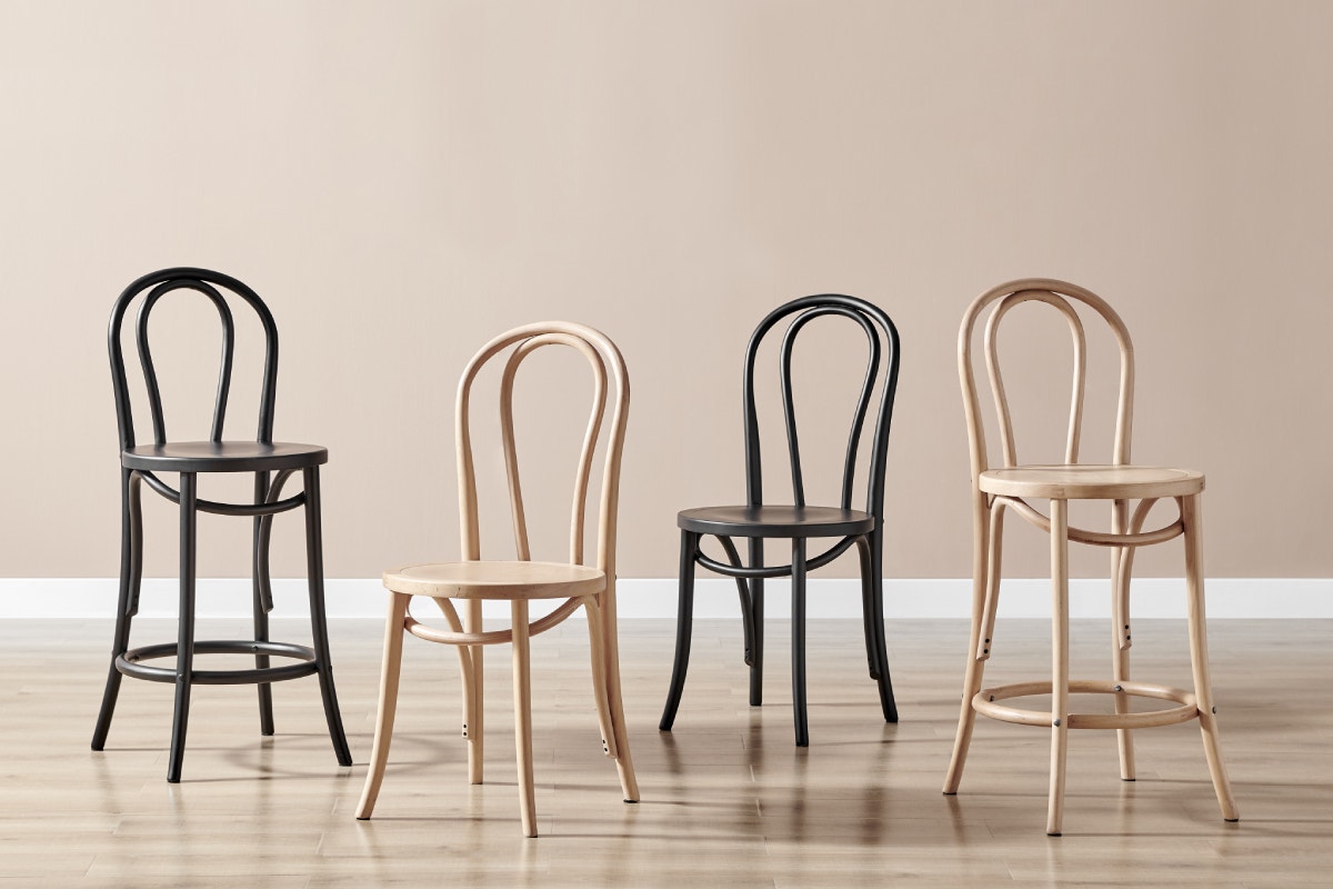 Matt Blatt Bentwood Bar Stool - Black Birch/Board Seat