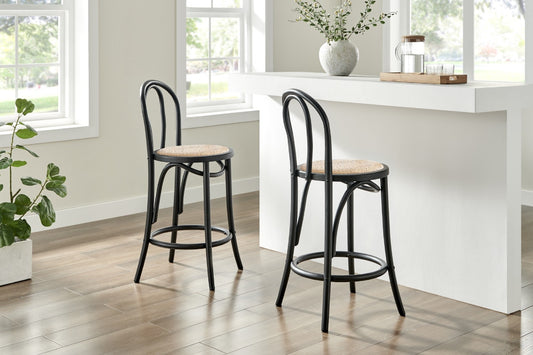 Matt Blatt Bentwood Counter Stool (Black Birch/Rattan Seat) - Auzzistore