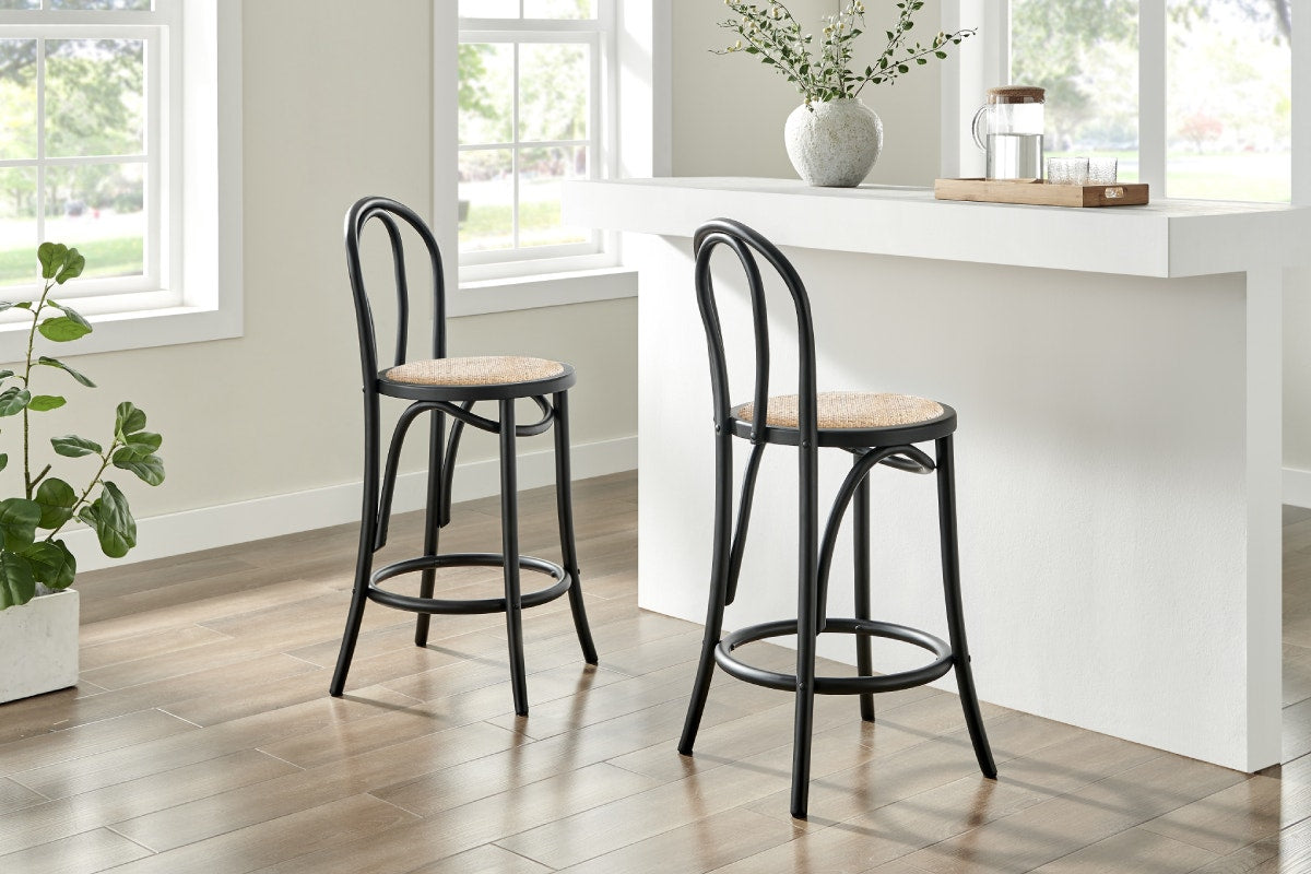 Matt Blatt Bentwood Counter Stool (Black Birch/Rattan Seat)