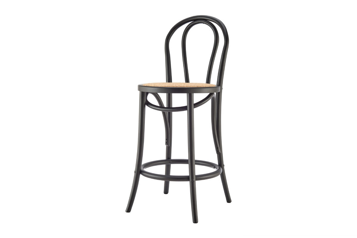 Matt Blatt Bentwood Counter Stool (Black Birch/Rattan Seat)