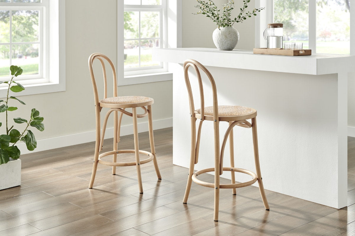Matt Blatt Bentwood Counter Stool (Natural Beech/Rattan Seat)