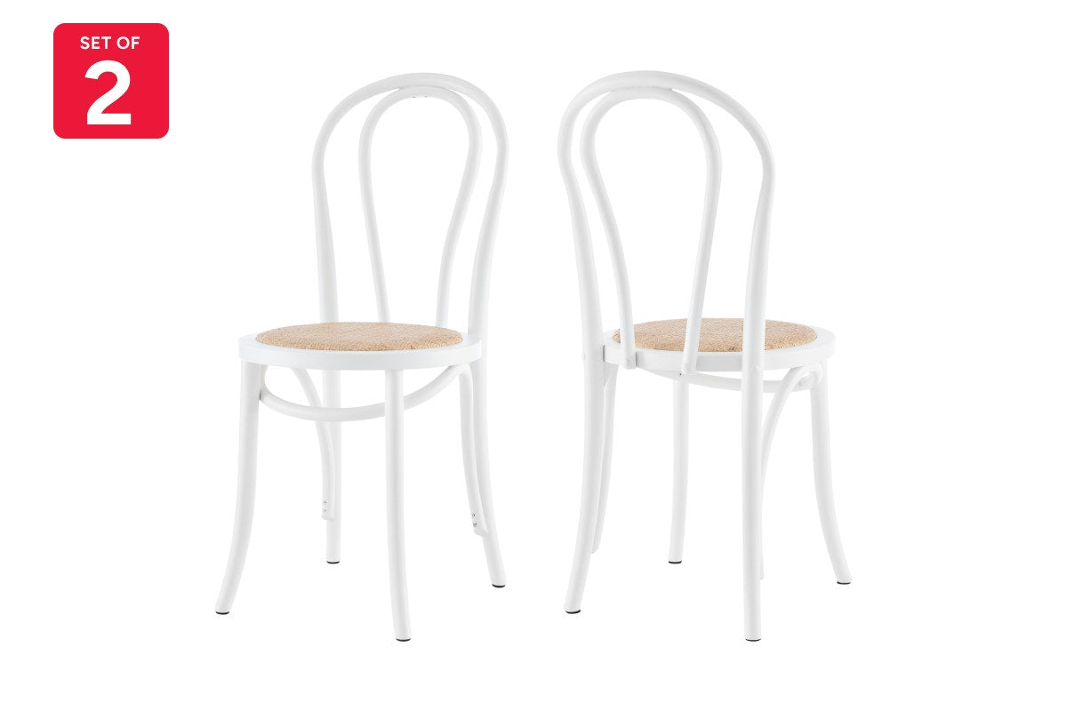 Matt Blatt Set of 2 Bentwood Chairs (White Birch/Rattan Seat)