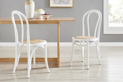 Matt Blatt Set of 2 Bentwood Chairs (White Birch/Rattan Seat)