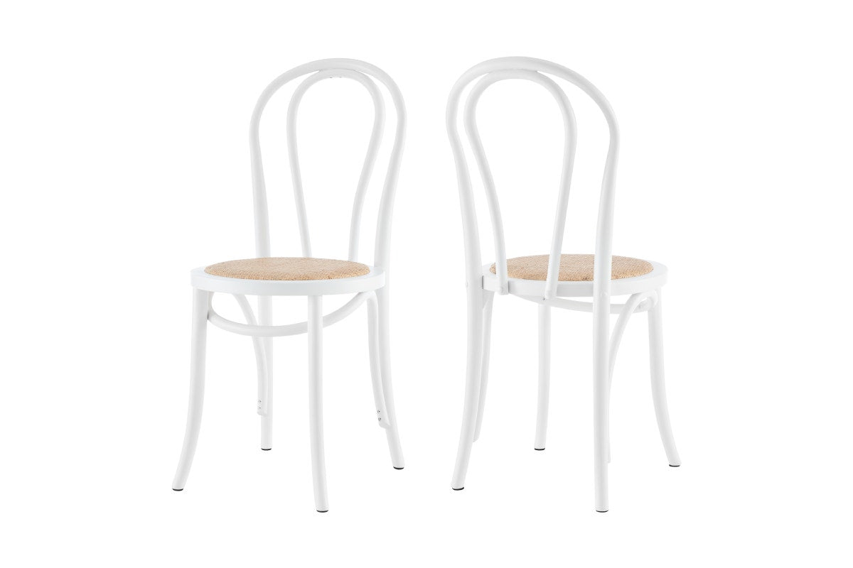 Matt Blatt Set of 2 Bentwood Chairs (White Birch/Rattan Seat)