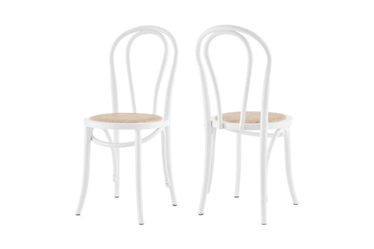 Matt Blatt Set of 2 Bentwood Chairs (White Birch/Rattan Seat)