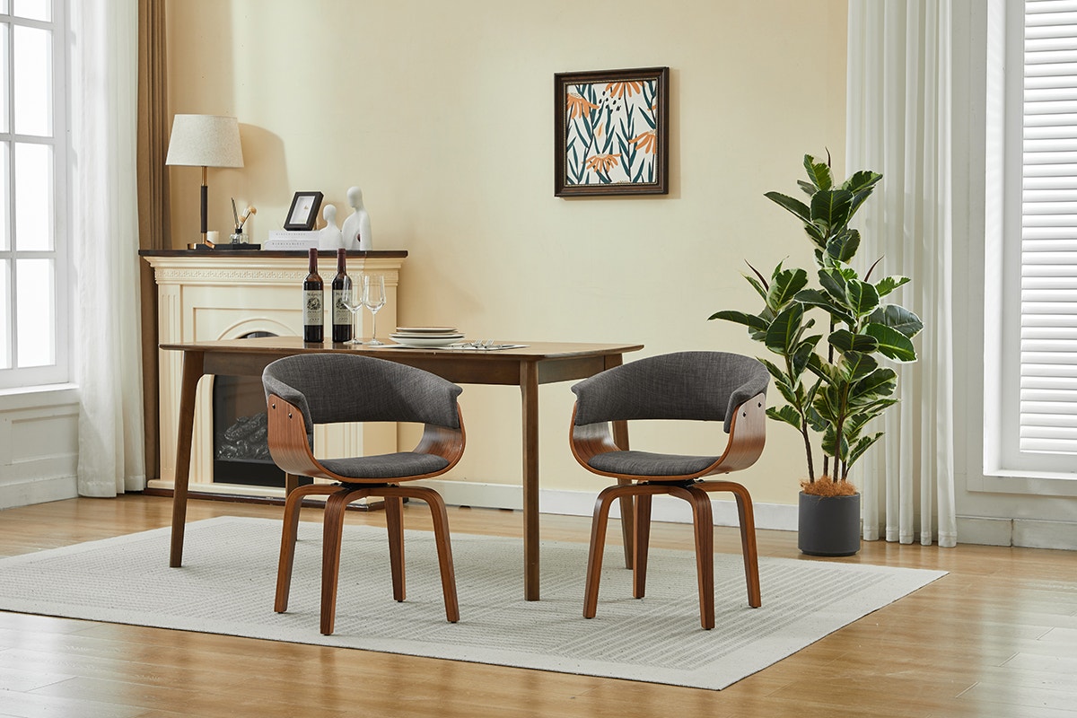 Set of 2 Matt Blatt Bentwood Upholstered Dining Chairs (Walnut)