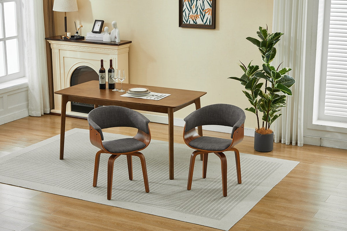 Set of 2 Matt Blatt Bentwood Upholstered Dining Chairs (Walnut)