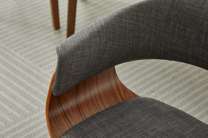 Set of 2 Matt Blatt Bentwood Upholstered Dining Chairs (Walnut)