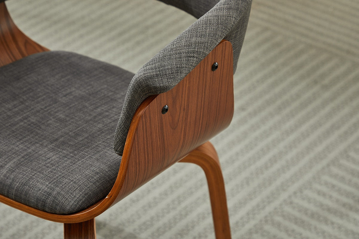 Set of 2 Matt Blatt Bentwood Upholstered Dining Chairs (Walnut)