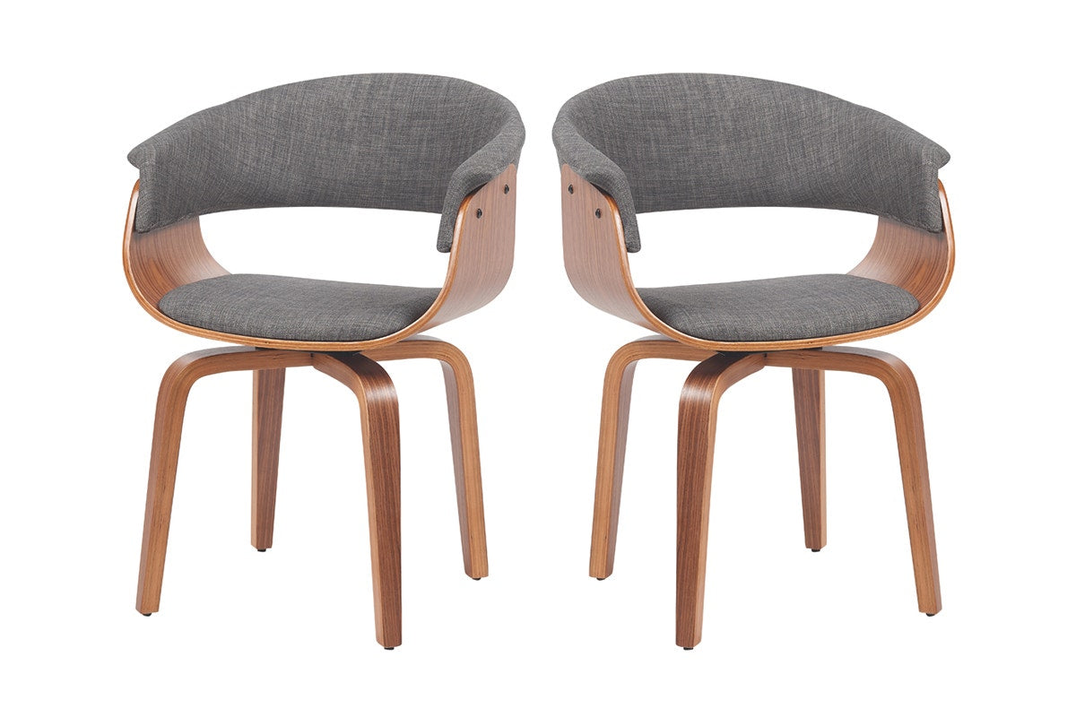 Set of 2 Matt Blatt Bentwood Upholstered Dining Chairs (Walnut)
