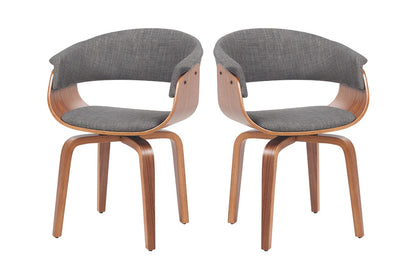 Set of 2 Matt Blatt Bentwood Upholstered Dining Chairs (Walnut)