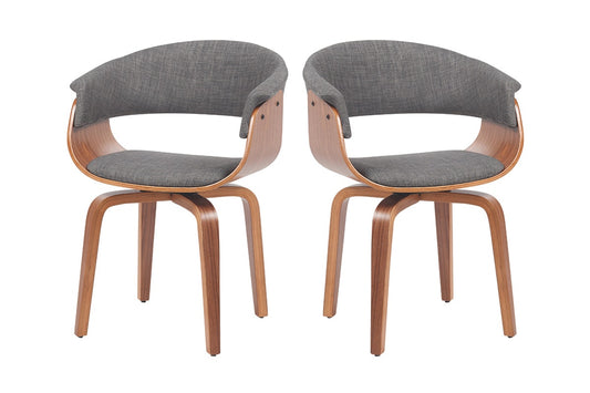 Set of 2 Matt Blatt Bentwood Upholstered Dining Chairs (Walnut)