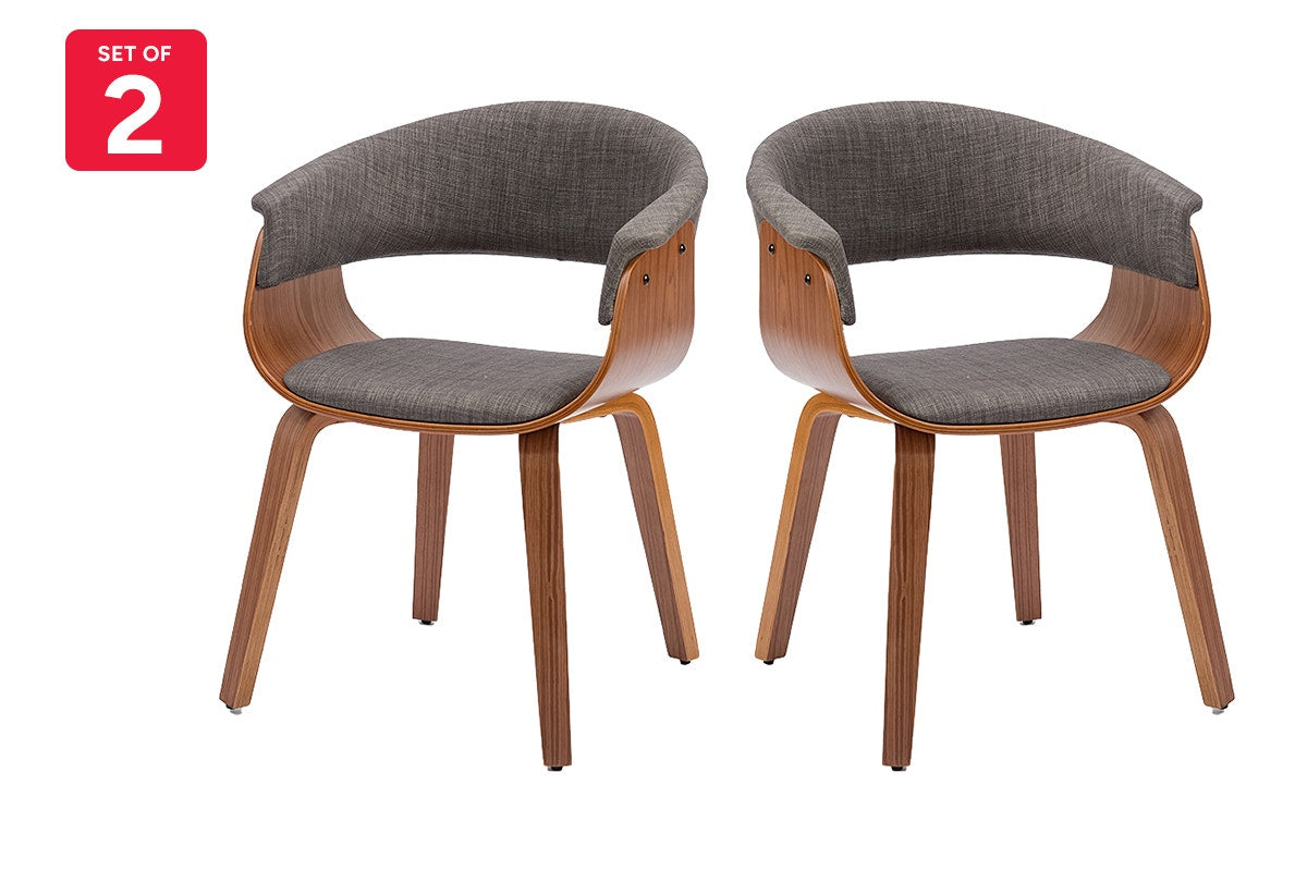 Set of 2 Matt Blatt Bentwood Upholstered Dining Chairs (Walnut)