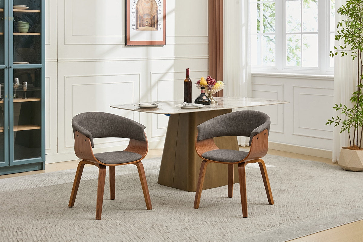 Set of 2 Matt Blatt Bentwood Upholstered Dining Chairs (Walnut)