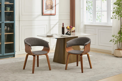 Set of 2 Matt Blatt Bentwood Upholstered Dining Chairs (Walnut)