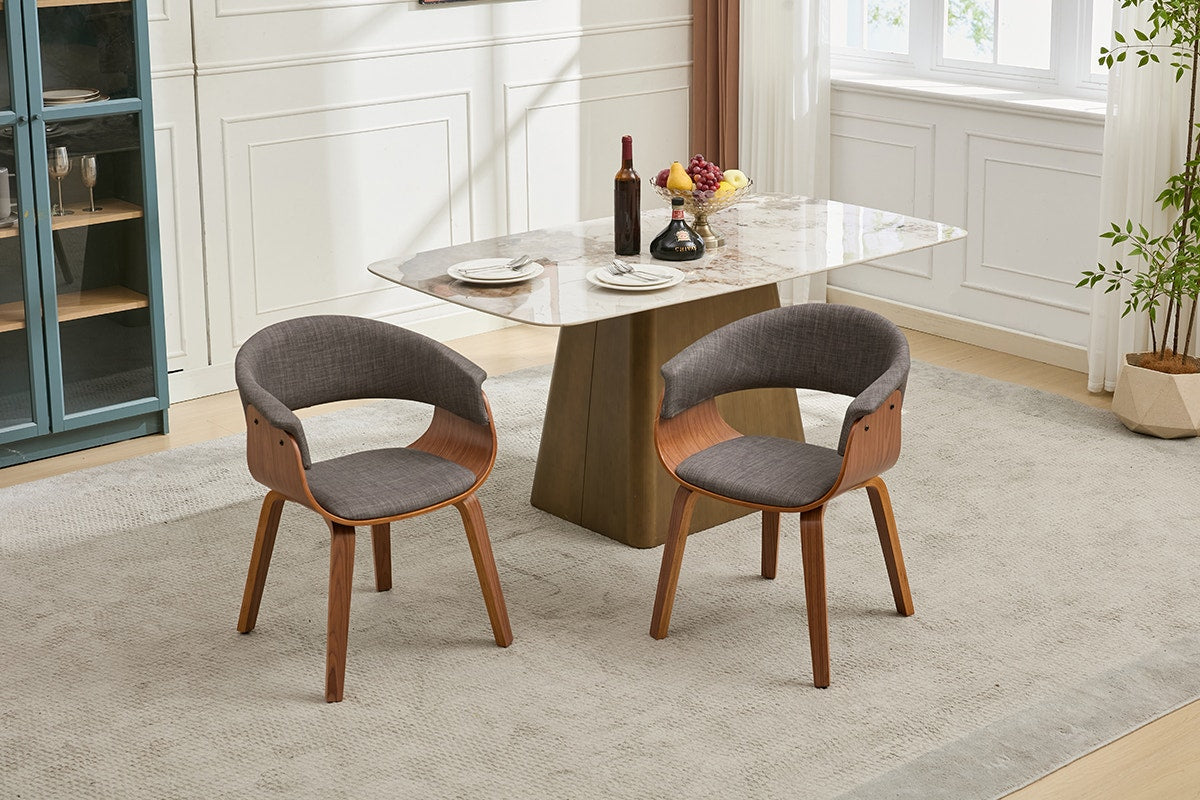Set of 2 Matt Blatt Bentwood Upholstered Dining Chairs (Walnut)