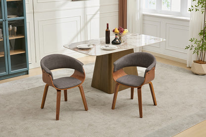 Set of 2 Matt Blatt Bentwood Upholstered Dining Chairs (Walnut)