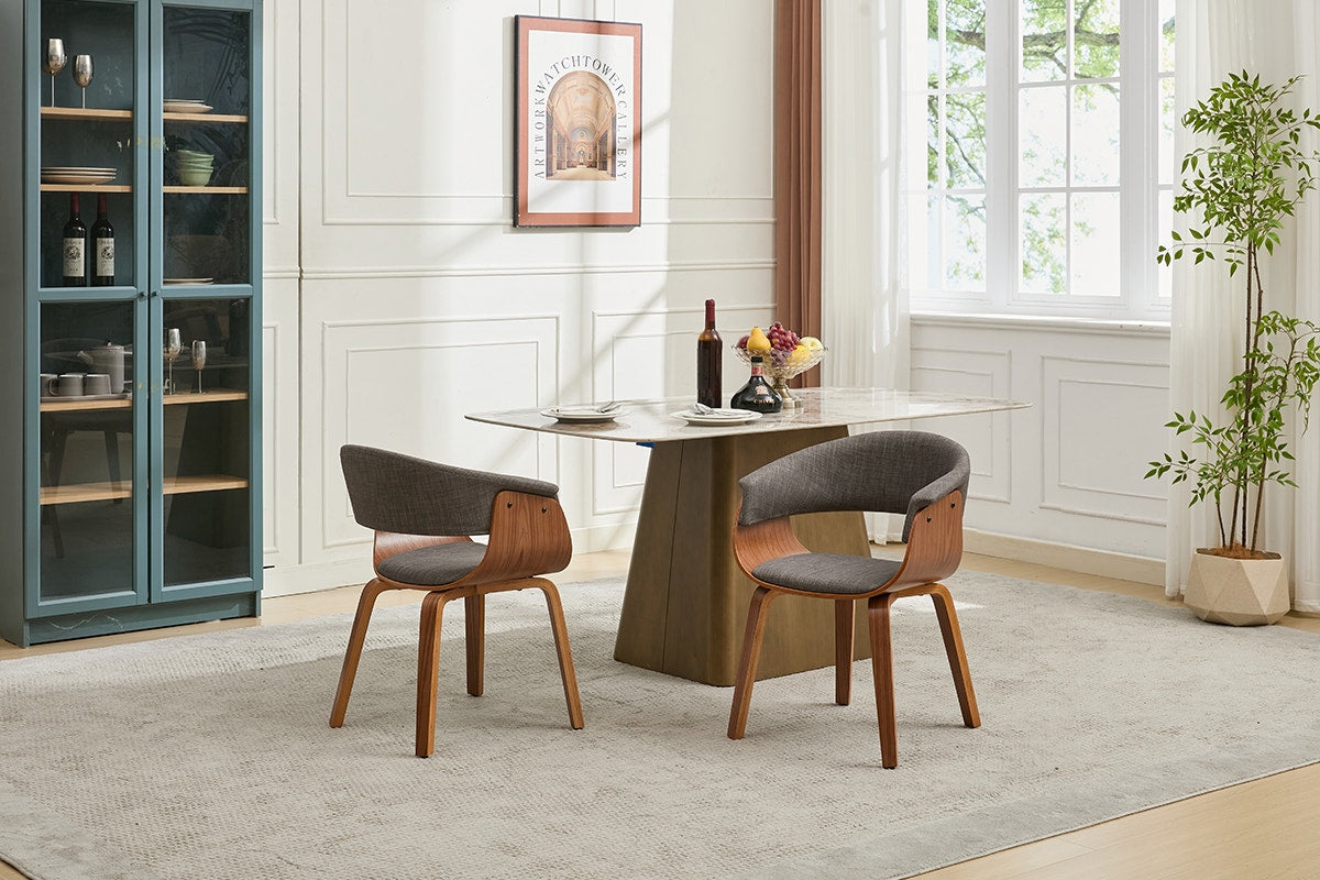 Set of 2 Matt Blatt Bentwood Upholstered Dining Chairs (Walnut)