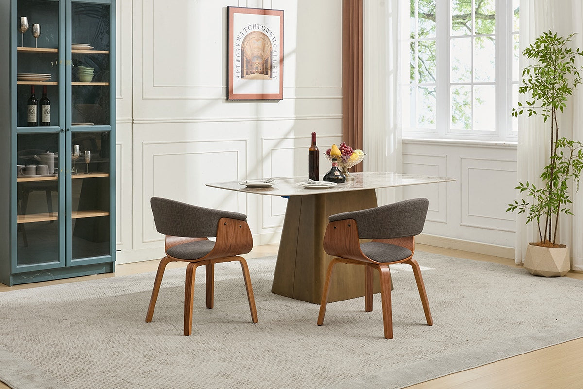 Set of 2 Matt Blatt Bentwood Upholstered Dining Chairs (Walnut)